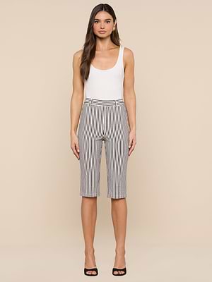 pedal pusher long L'AGENCE Leni Pedal Pusher in Ivory/Midnight Stripe
