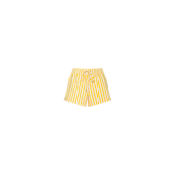 Royce Poplin Short in yellow and white vertical stripes, featuring a pull-on style with a drawstring waistband, shown on a plain white background.