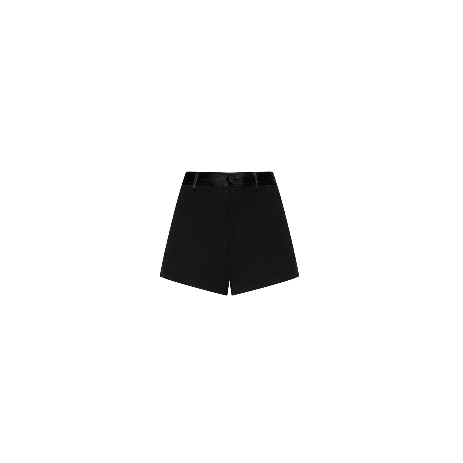The Colt Tuxedo Short is a pair of black high-waisted shorts crafted from premium suiting fabric, featuring a matching black belt and showcased against a plain white background—ideal for polished eveningwear ensembles.