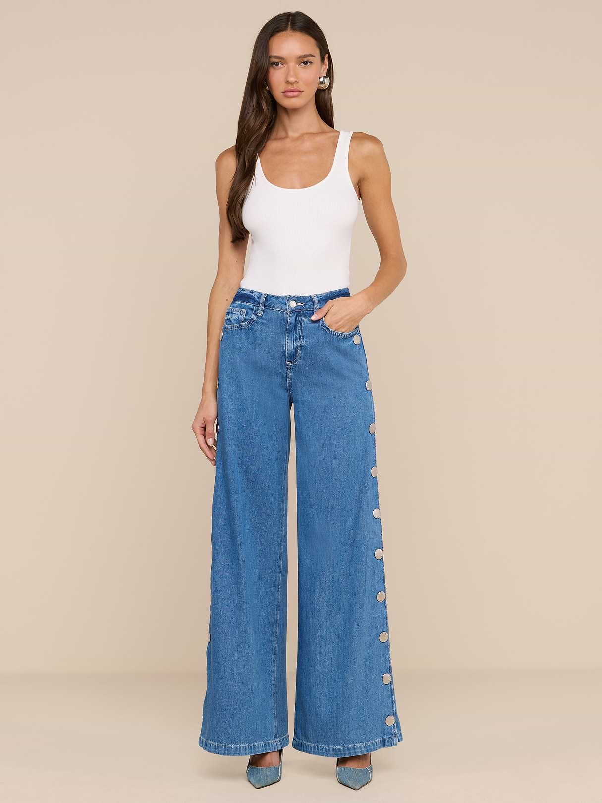 Jennings Snap Wide-Leg Jean in Torsten | L'AGENCE