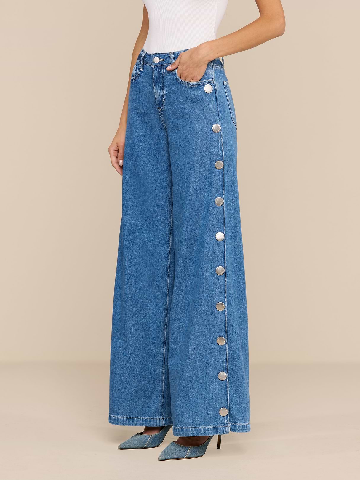 Jennings Snap Wide-Leg Jean in Torsten | L'AGENCE