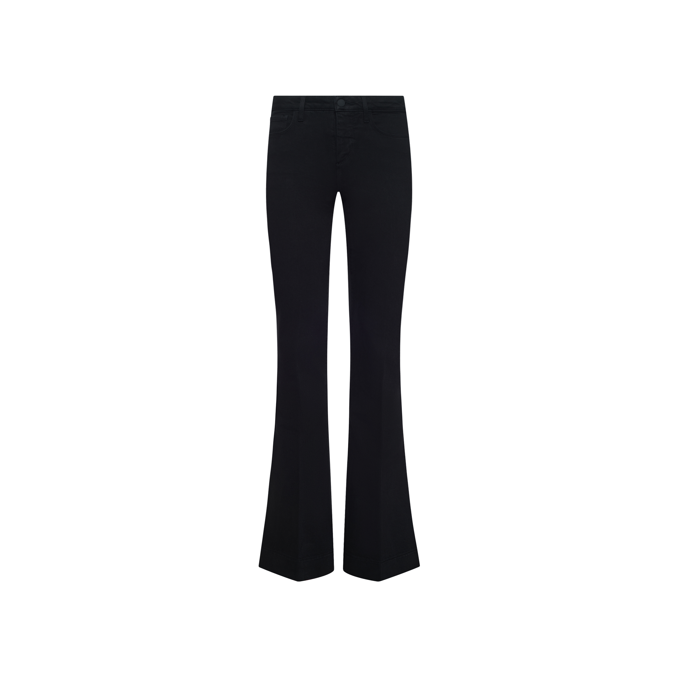 Black Her Story Flare jeans with a slim-cut, mid-rise waist.