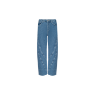 Frasier Rodeo Jean — High-rise, wide-leg blue jeans with a distinctive V-shaped seam pattern on the front, featuring standard pockets and belt loops. Displayed against a plain white background.