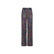 Livvy Trouser: High-rise, wide-leg trousers featuring a midnight paisley pattern on a dark background, displayed on a plain white surface.