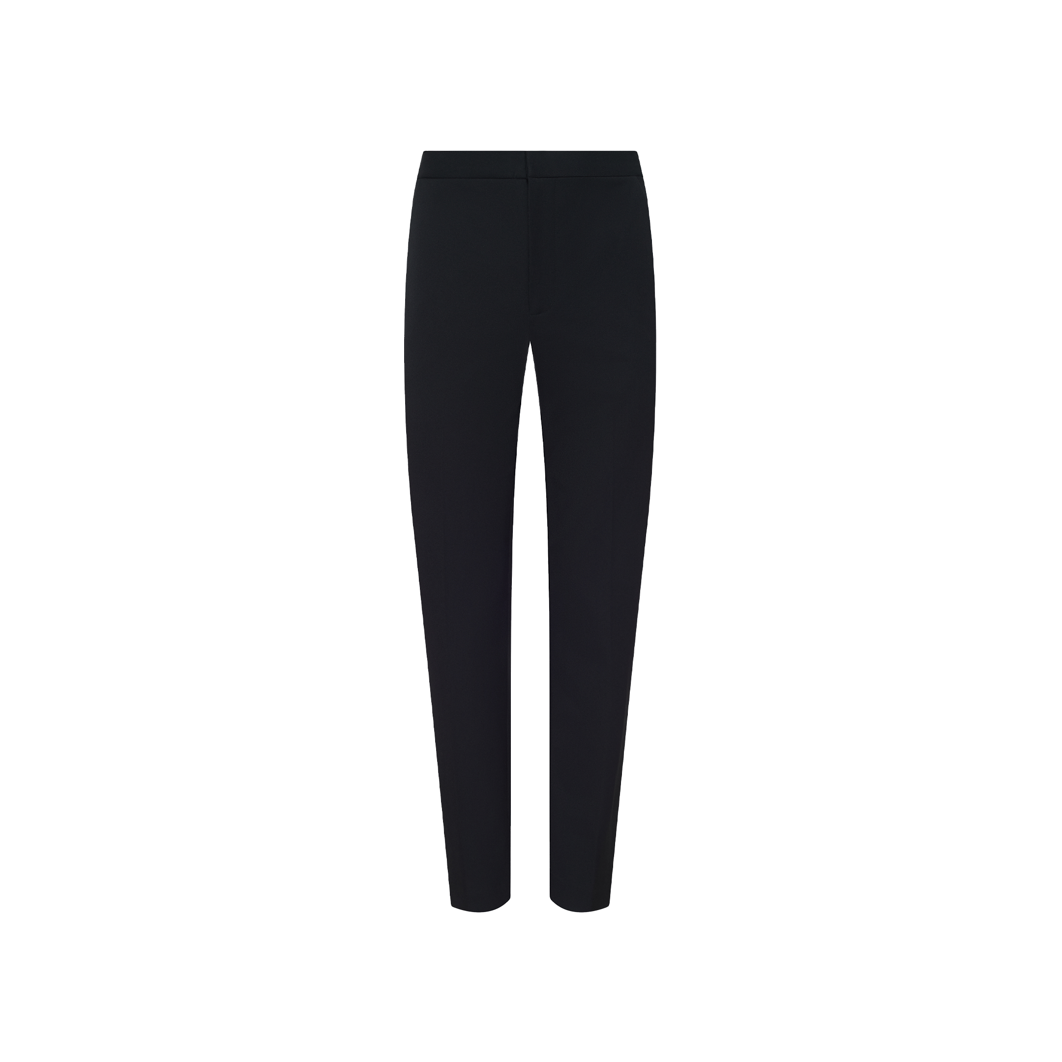 Rebel Trouser in black stretch twill suiting with a slim-straight leg and flat front.