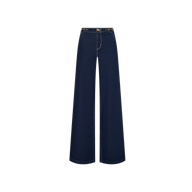 Jules Wide-Leg Jean in dark wash denim featuring a gold-tone horsebit detail at the high-rise waistband.