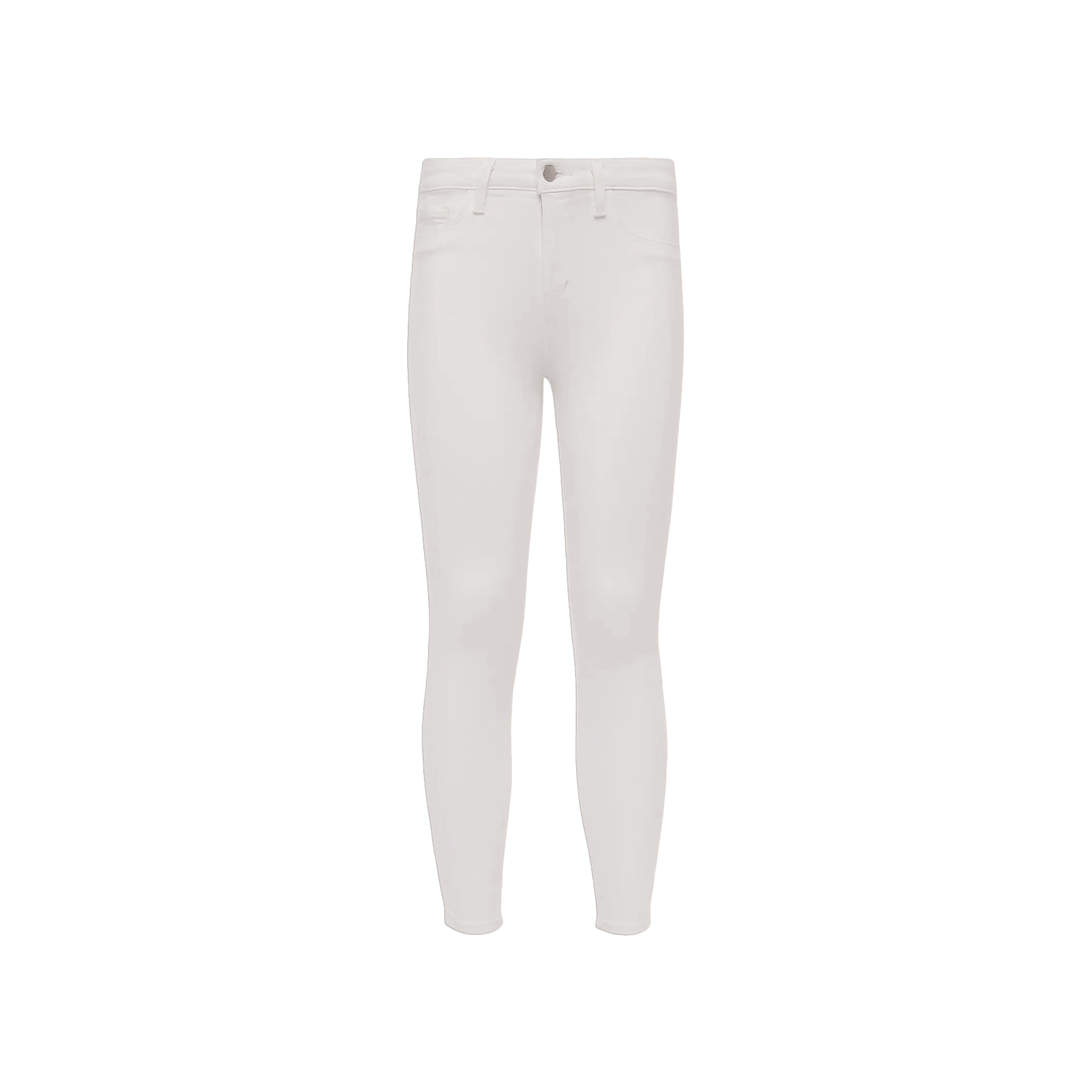 Margot Cropped Skinny Jean in white, crafted from stretch denim with a high-rise fit, features a button and zip closure, front and back pockets, and an ankle-length silhouette.