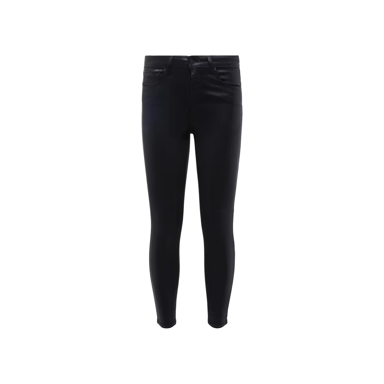 The Margot Coated Cropped Skinny Jean is displayed on a white background, shown from the front with visible pockets and belt loops.