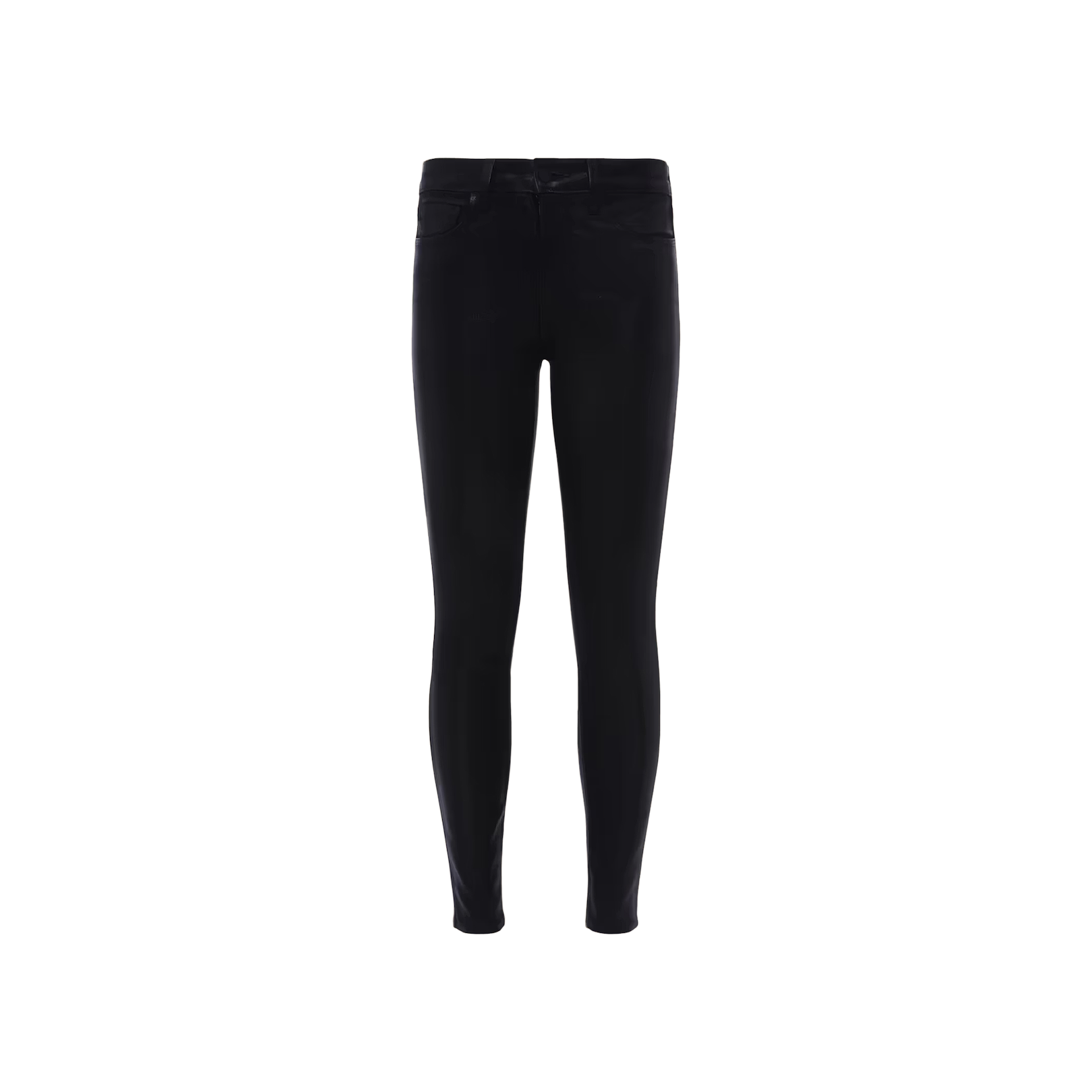 The Marguerite Coated Skinny Jean is displayed on a plain white background, shown from the front with visible pockets, a contoured waistband, and belt loops.
