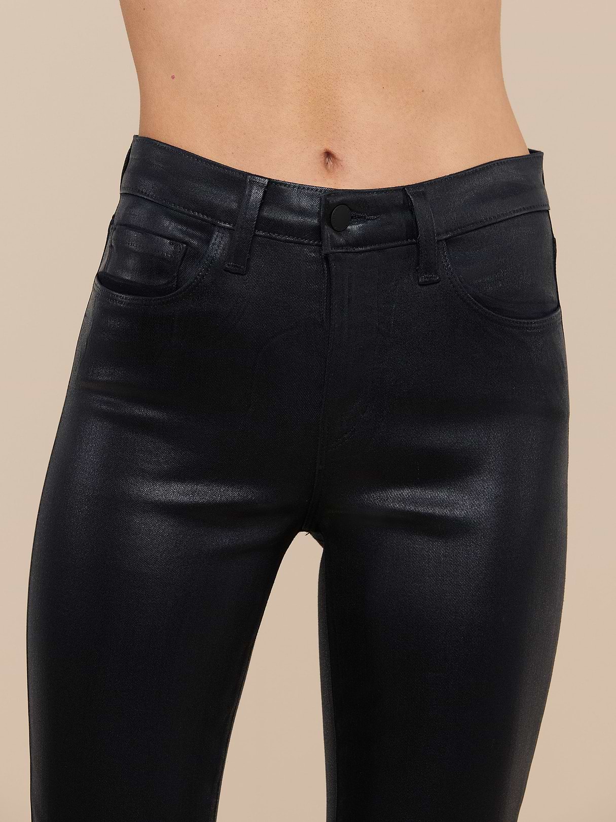 Marguerite Coated Skinny Jean in Black Coated | L'AGENCE