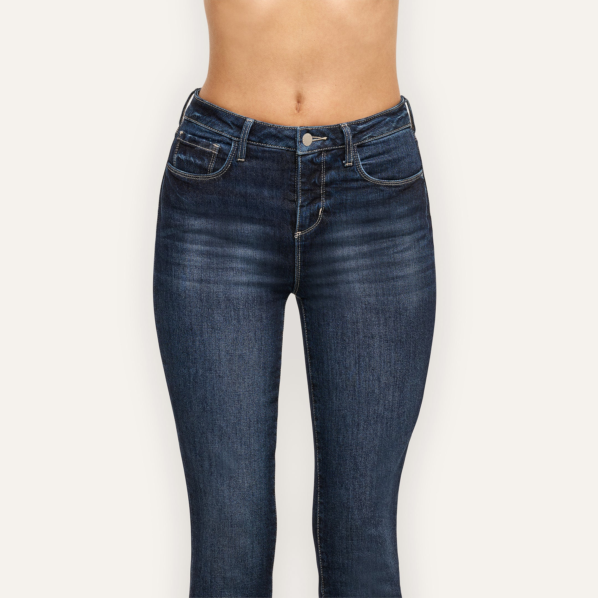 Marguerite Skinny Jean in a high-rise, stretch denim with a dark wash.