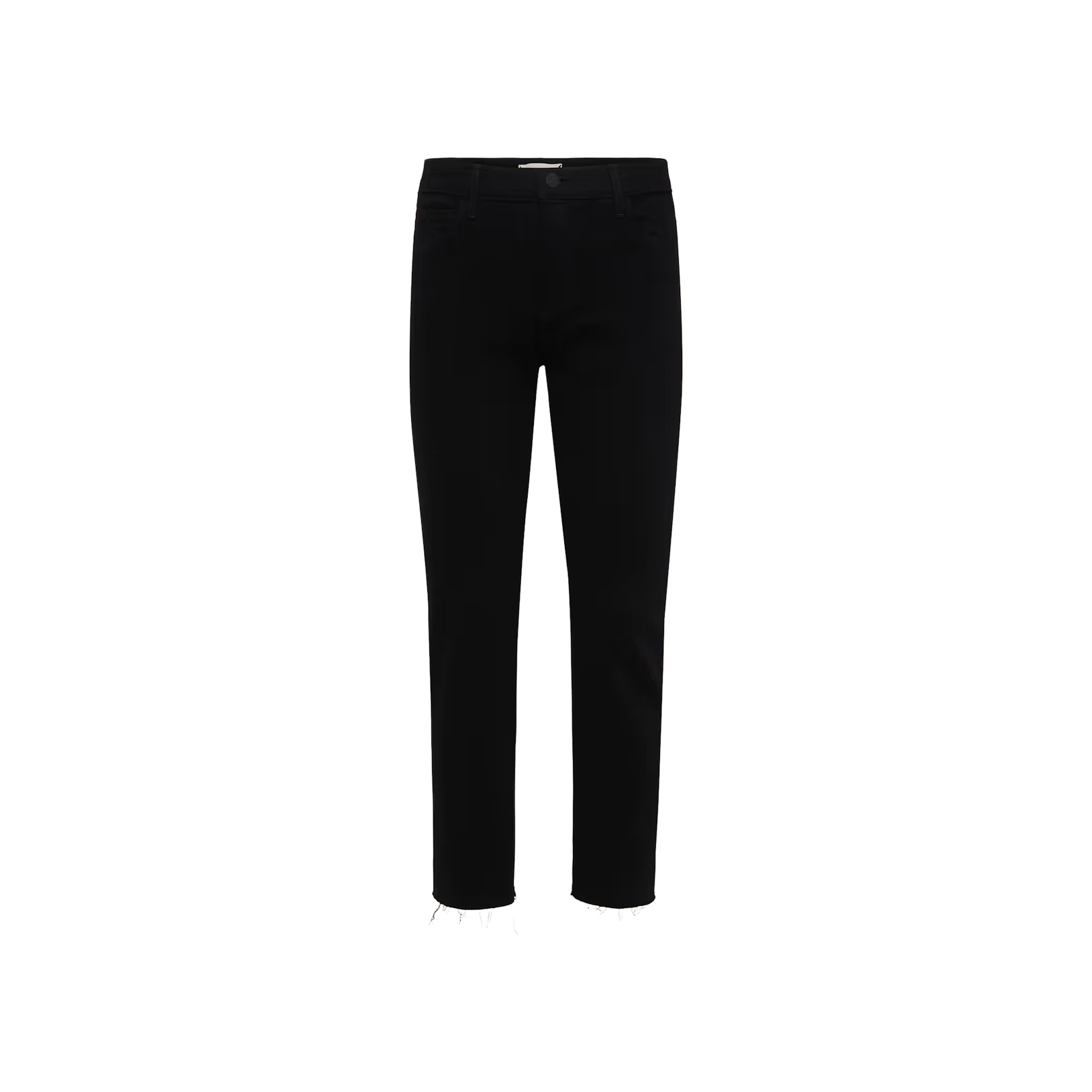 The Sada Slim-Leg Cropped Jean, crafted from stretch denim with a raw hem and a high-rise silhouette, is displayed on a plain white background.