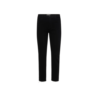 The Sada Slim-Leg Cropped Jean, crafted from stretch denim with a raw hem and a high-rise silhouette, is displayed on a plain white background.