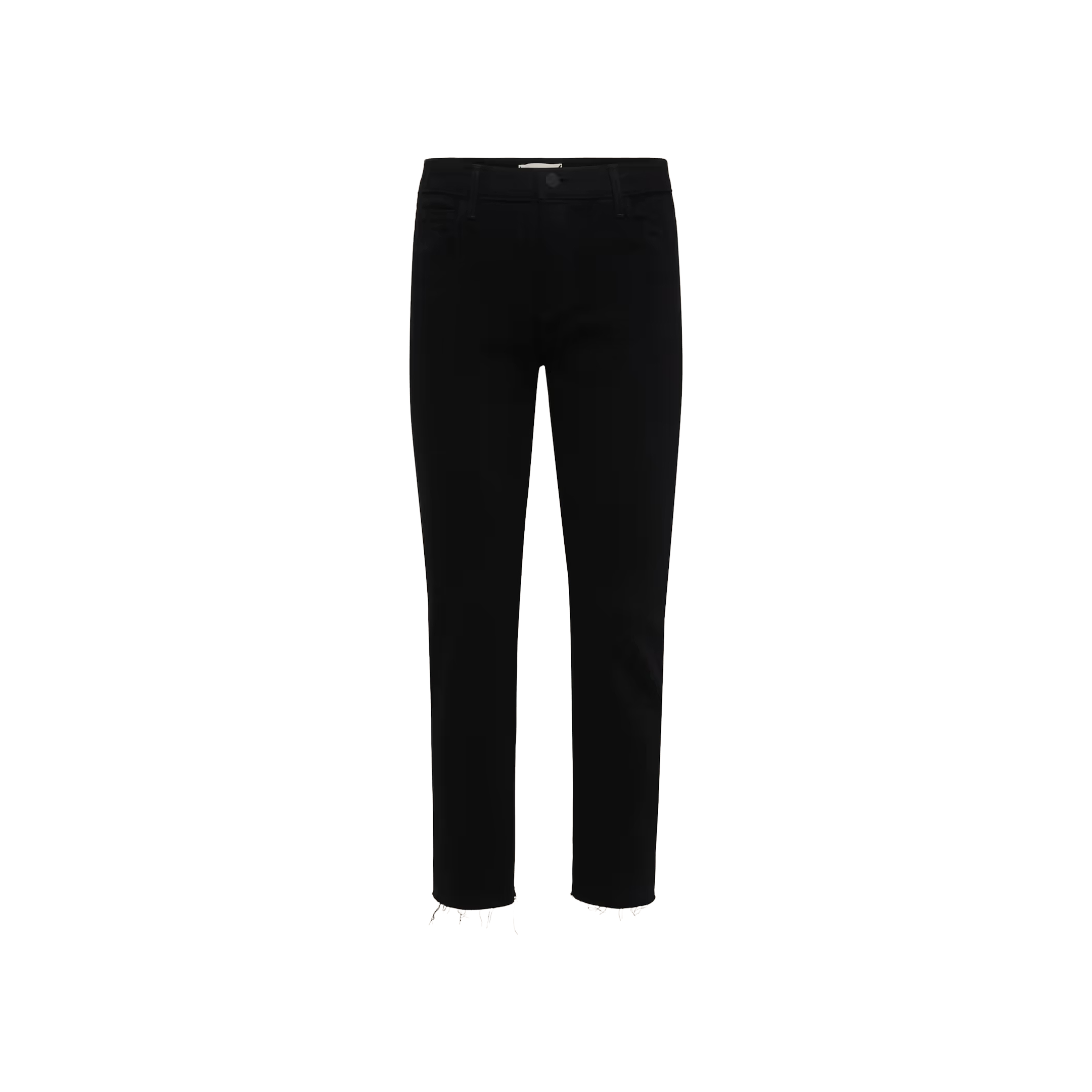The Sada Slim-Leg Cropped Jean, crafted from stretch denim with a raw hem and a high-rise silhouette, is displayed on a plain white background.