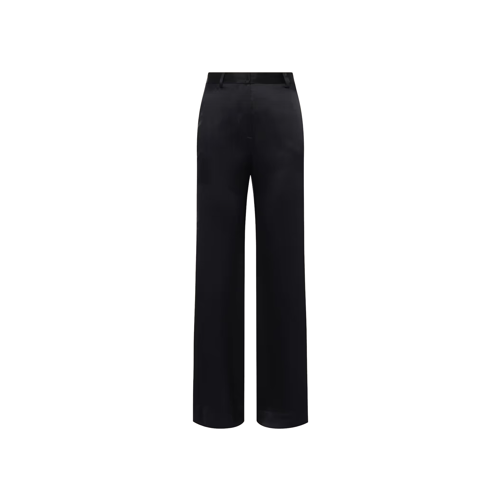 The Pilar Silk Wide-Leg Pant, shown from the back in black with a high-waisted, wide-leg silhouette, is displayed on a plain white background.
