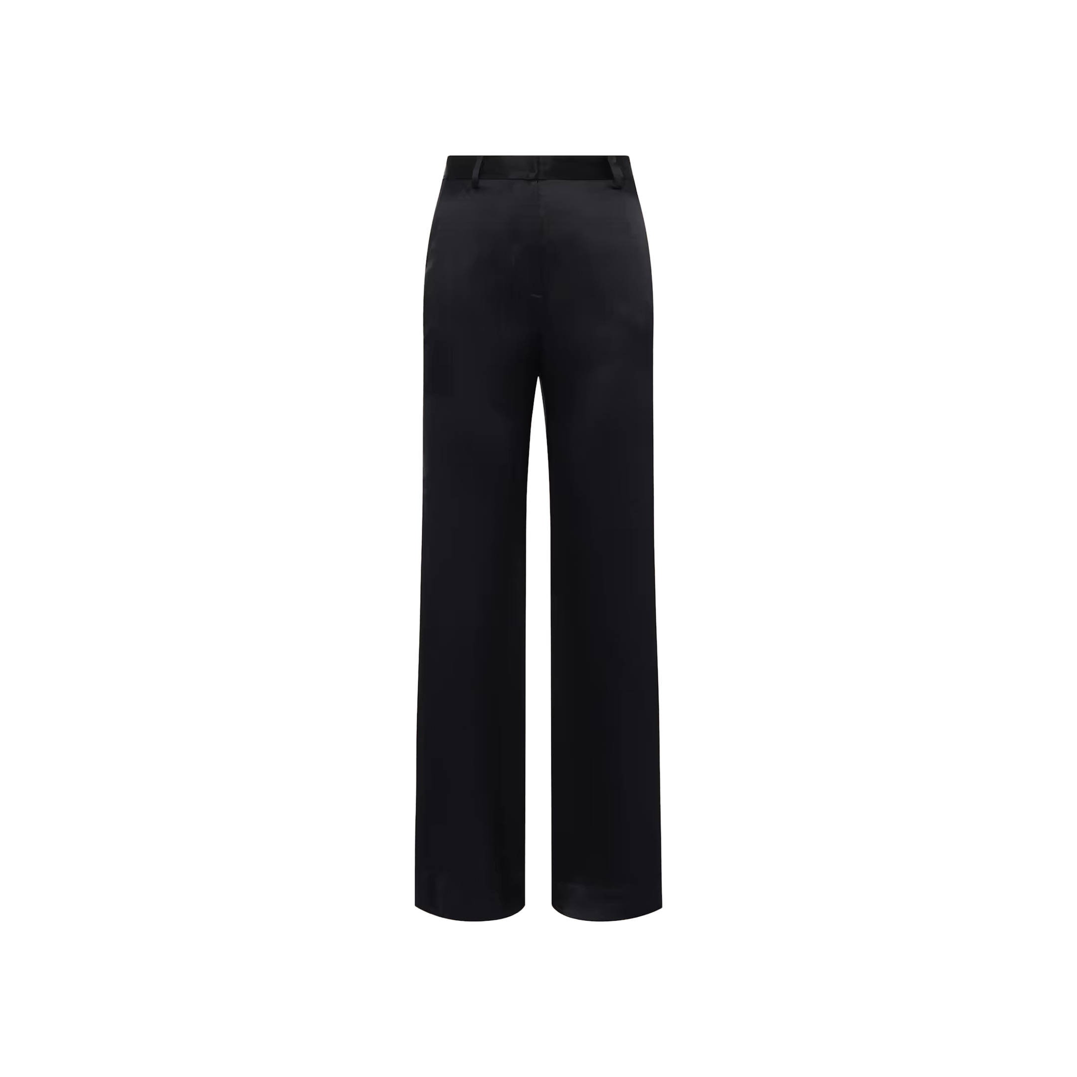 The Pilar Silk Wide-Leg Pant, shown from the back in black with a high-waisted, wide-leg silhouette, is displayed on a plain white background.