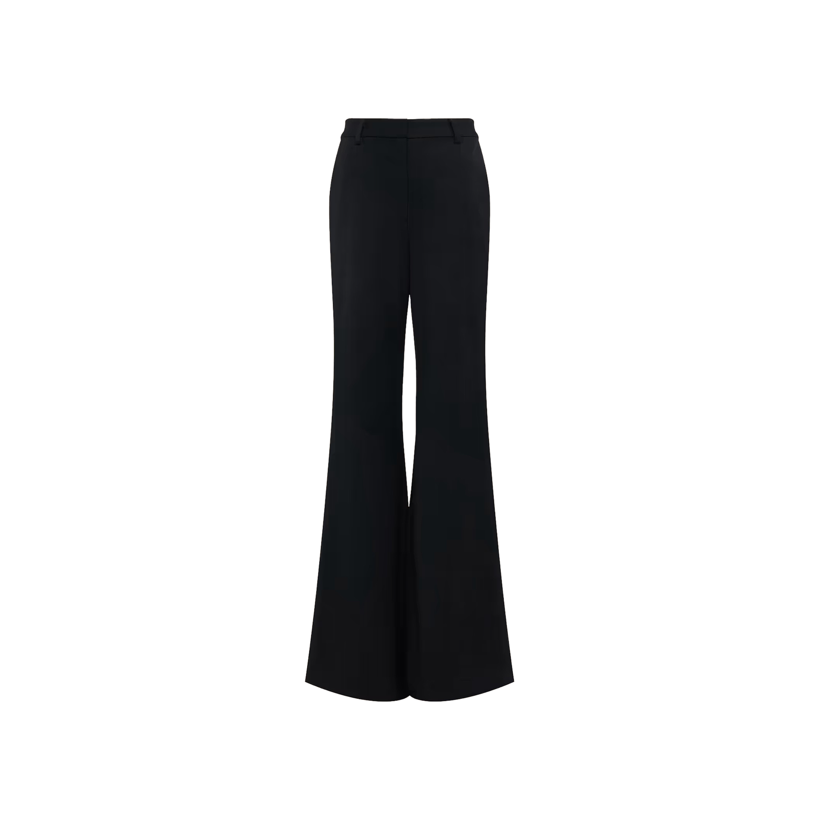 Pilar Wide-Leg Pant in black, featuring a high-waisted, flared silhouette and crafted from a four-way stretch fabric for all-day comfort; shown from the front against a plain white background with no visible accessories or extra design details.