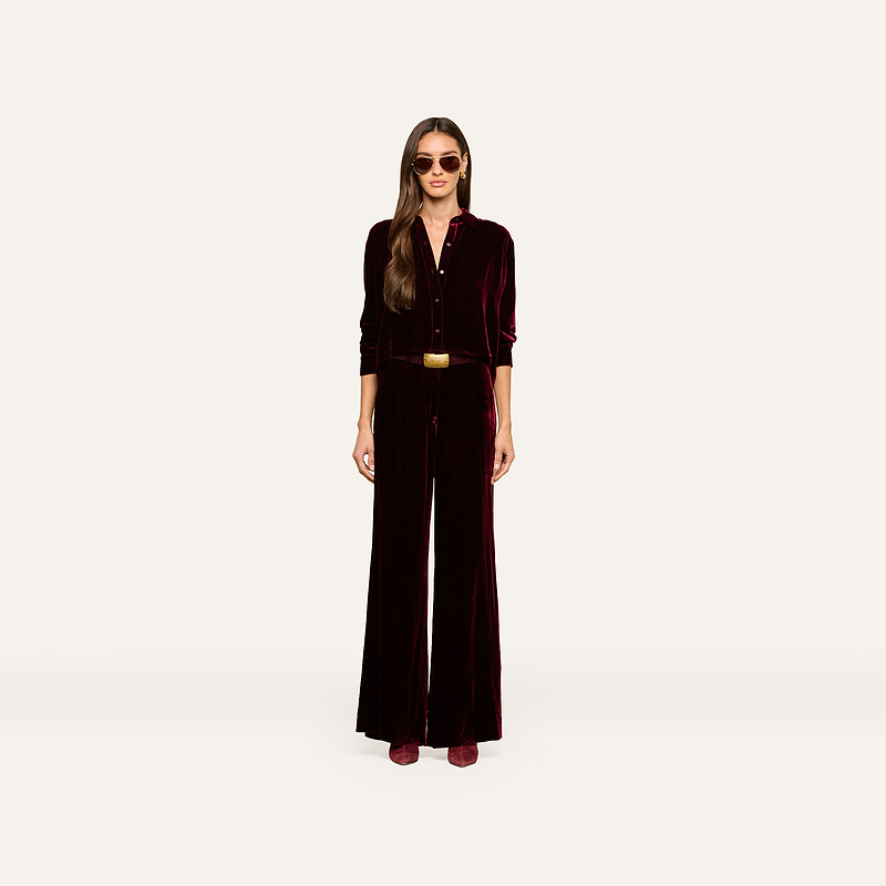 Pilar Velvet Wide-Leg Pant