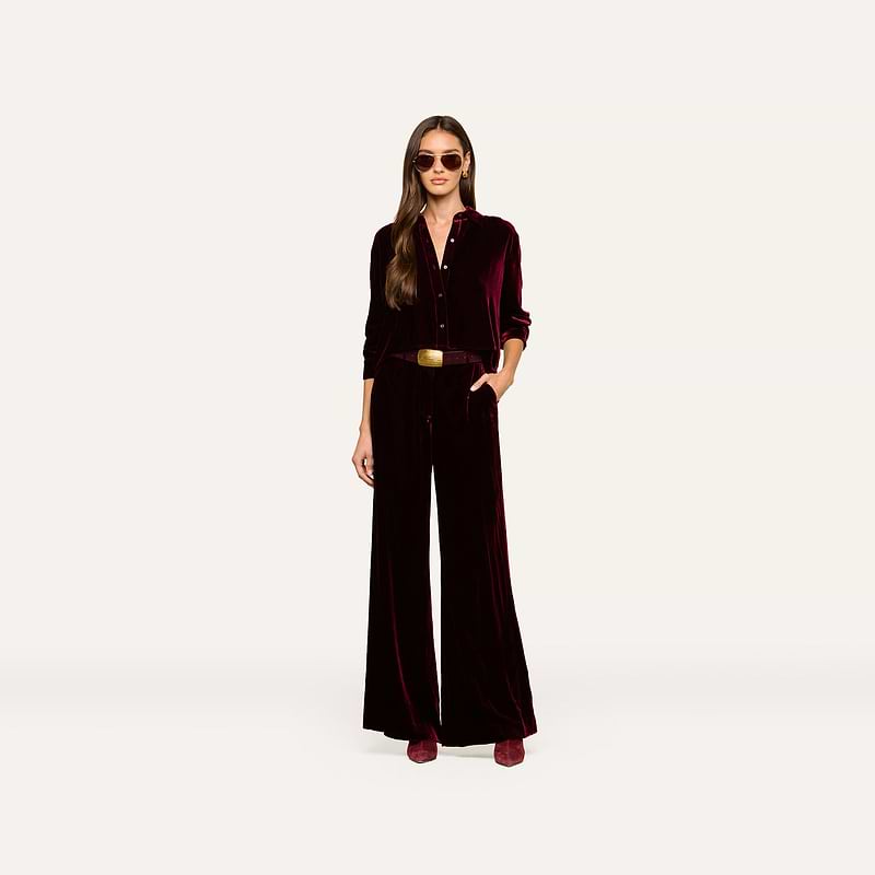 Pilar Velvet Wide-Leg Pant