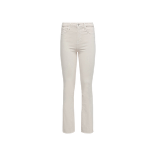 A pair of Ruth Straight-Leg Jeans in vintage-white stretch denim, featuring a high-rise fit, displayed on a plain white background.