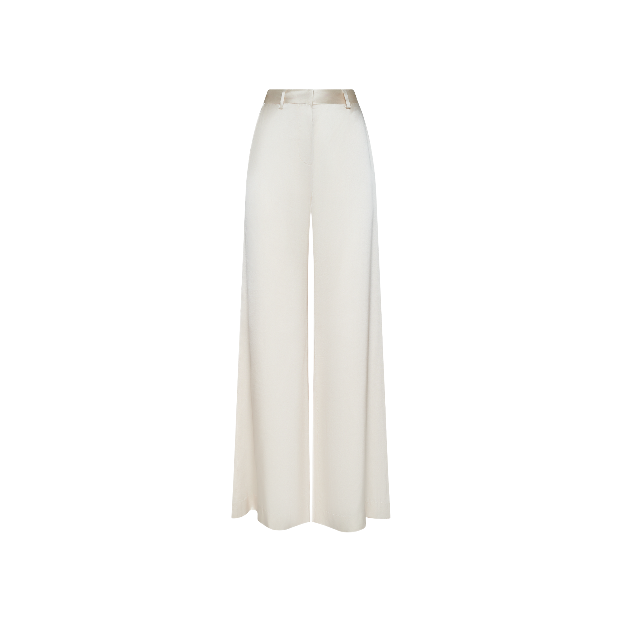 Gavin Silk Wide-Leg Pant in a champagne hue, featuring a high-rise waist, belt loops, front pleats, and a smooth finish, shown against a plain white background.