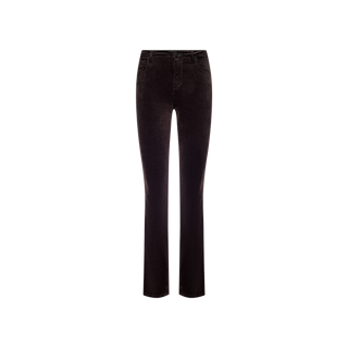 A pair of Stevie Velvet Jean, dark java brown, slim straight leg corduroy pants displayed on a plain white background.