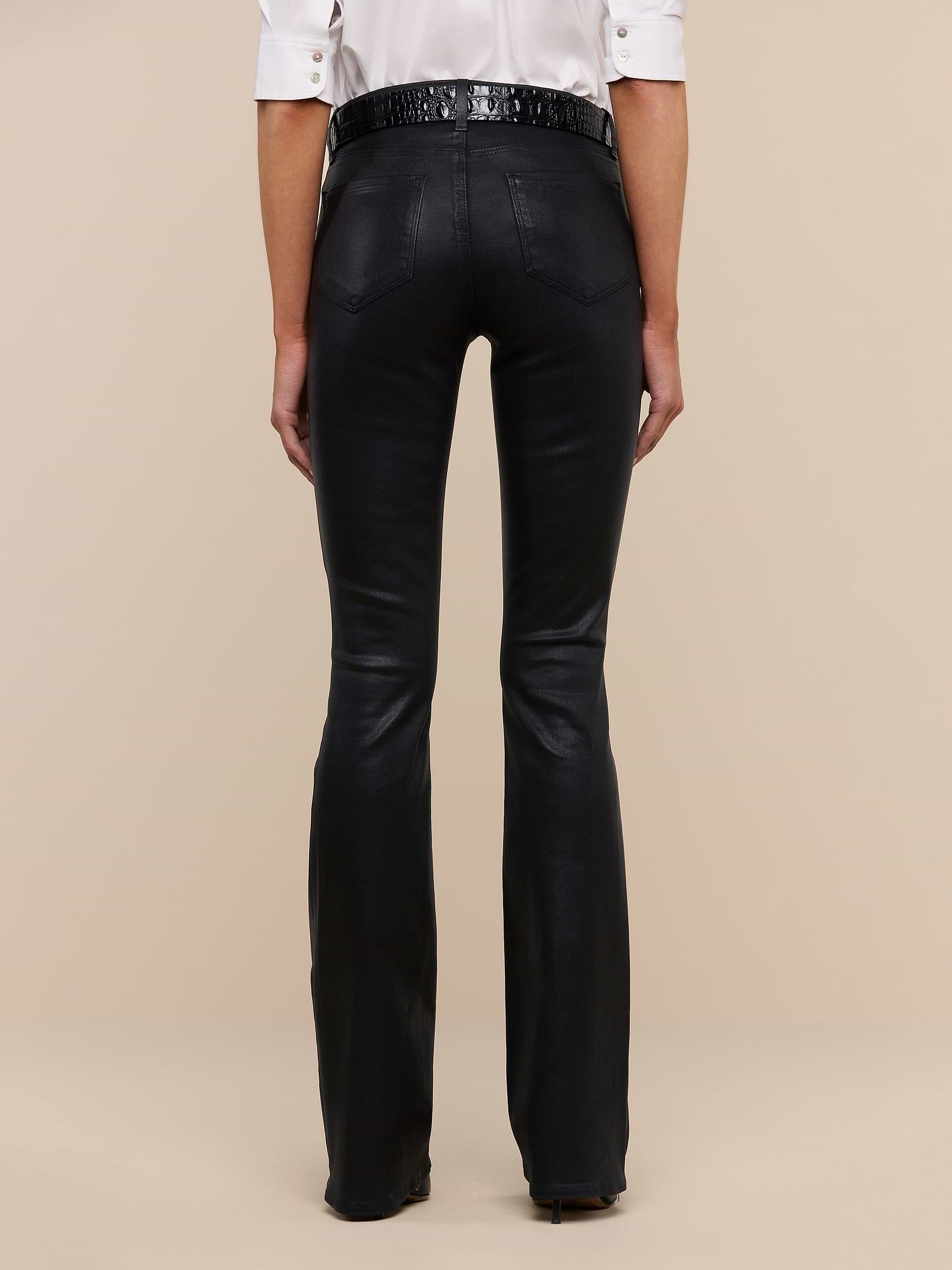 Selma Coated Bootcut Jean in Noir Coated | L'AGENCE