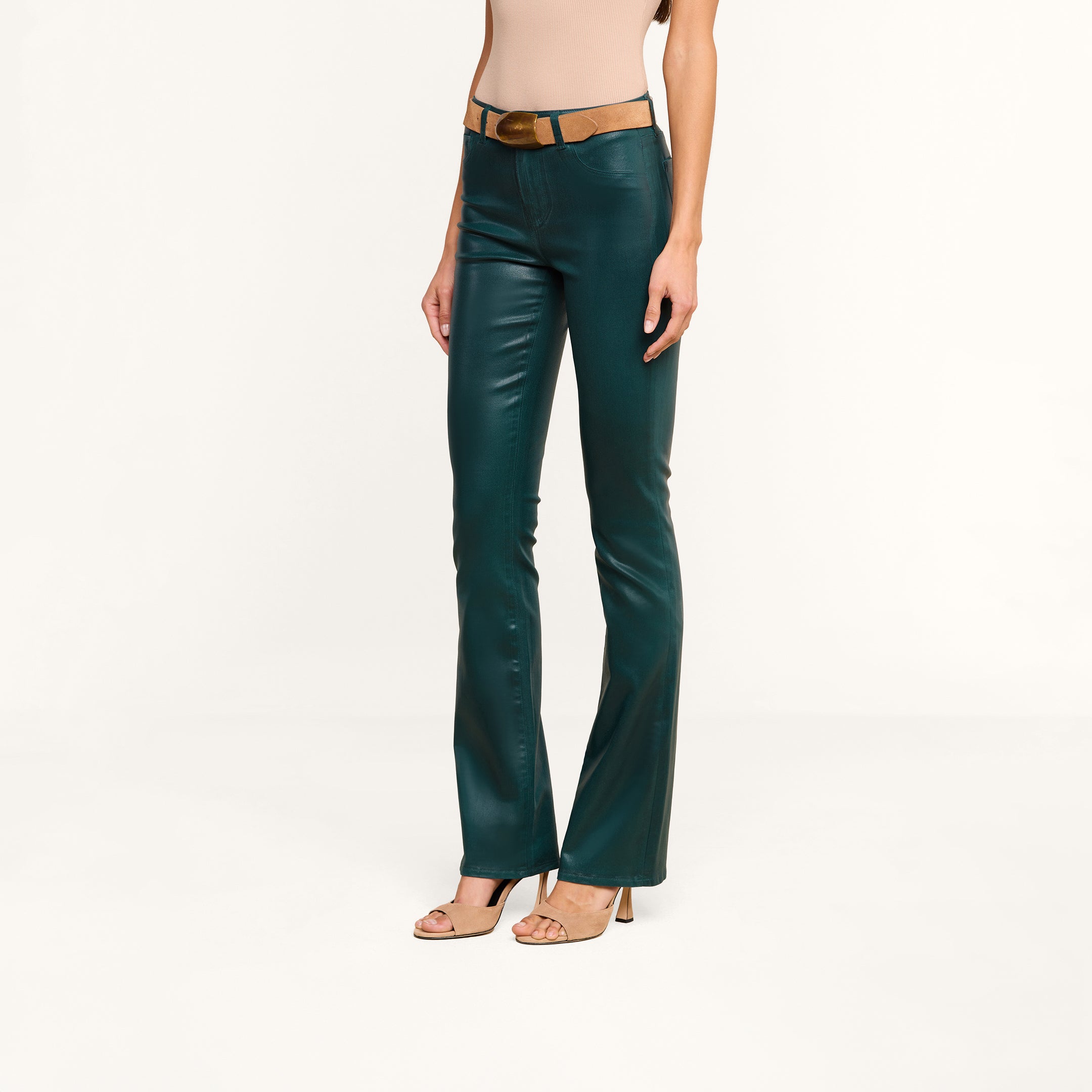 Women's Luxury Coated Jeans: Waxed, Straight & White