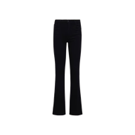 Selma Bootcut Jean: super stretch, true-black high-rise bootcut jeans displayed on a plain white background.