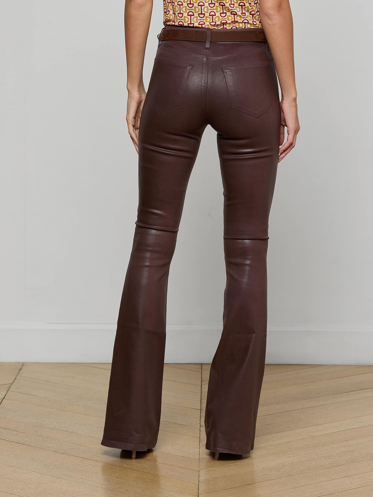 Marty Coated Flare Jean in Chocolate Coated | L'AGENCE