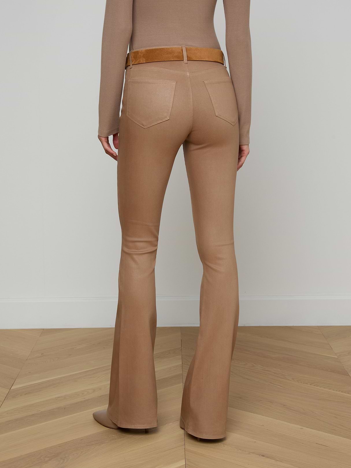 Marty Coated Flare Jean in Cappuccino Coated | L'AGENCE