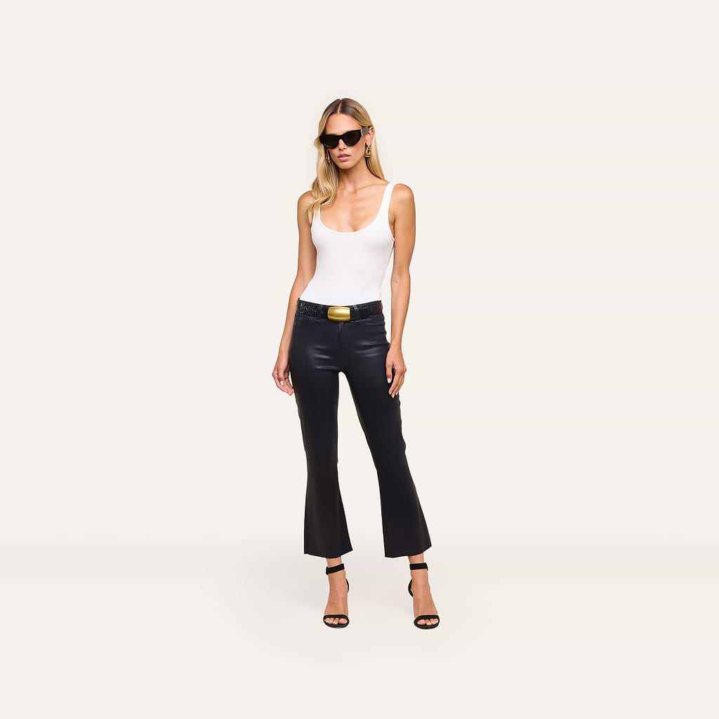 Kendra Coated Cropped Flare Jean