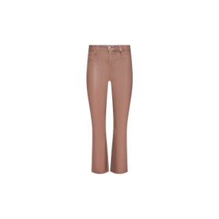 Cropped image of the Kendra Coated Cropped Flare Jean displayed on a white background.
