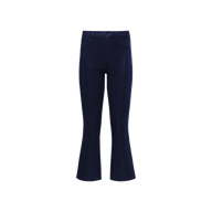 Kendra Coated Cropped Flare Jean in dark blue, featuring a premium high-waist design and slightly flared cropped legs, displayed against a plain white background.