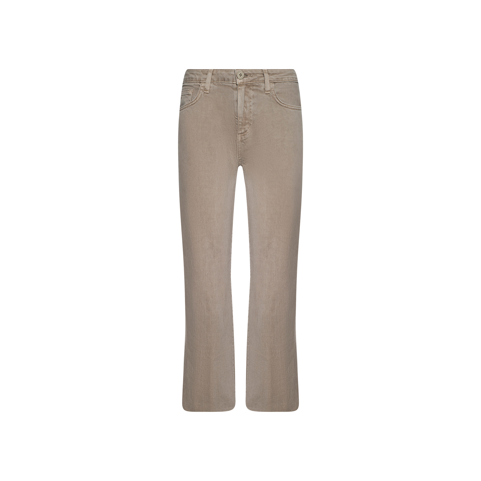 Wanda Cropped Wide-Leg Jean in beige, featuring a button and zip closure, front and back pockets, displayed on a white background.