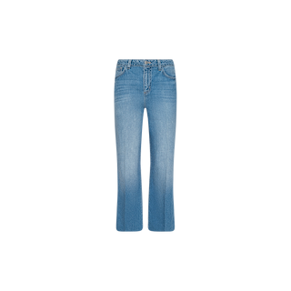 Wanda Cropped Wide-Leg Jean in light blue denim, featuring a high waist, front and back pockets, a wide-leg cut with an unfinished hem, displayed on a plain white background.