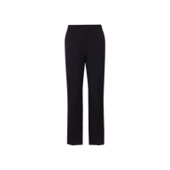 The Rebel Trouser is a high-rise black straight-leg style, crafted from Italian stretch suiting and shown against a plain white background.