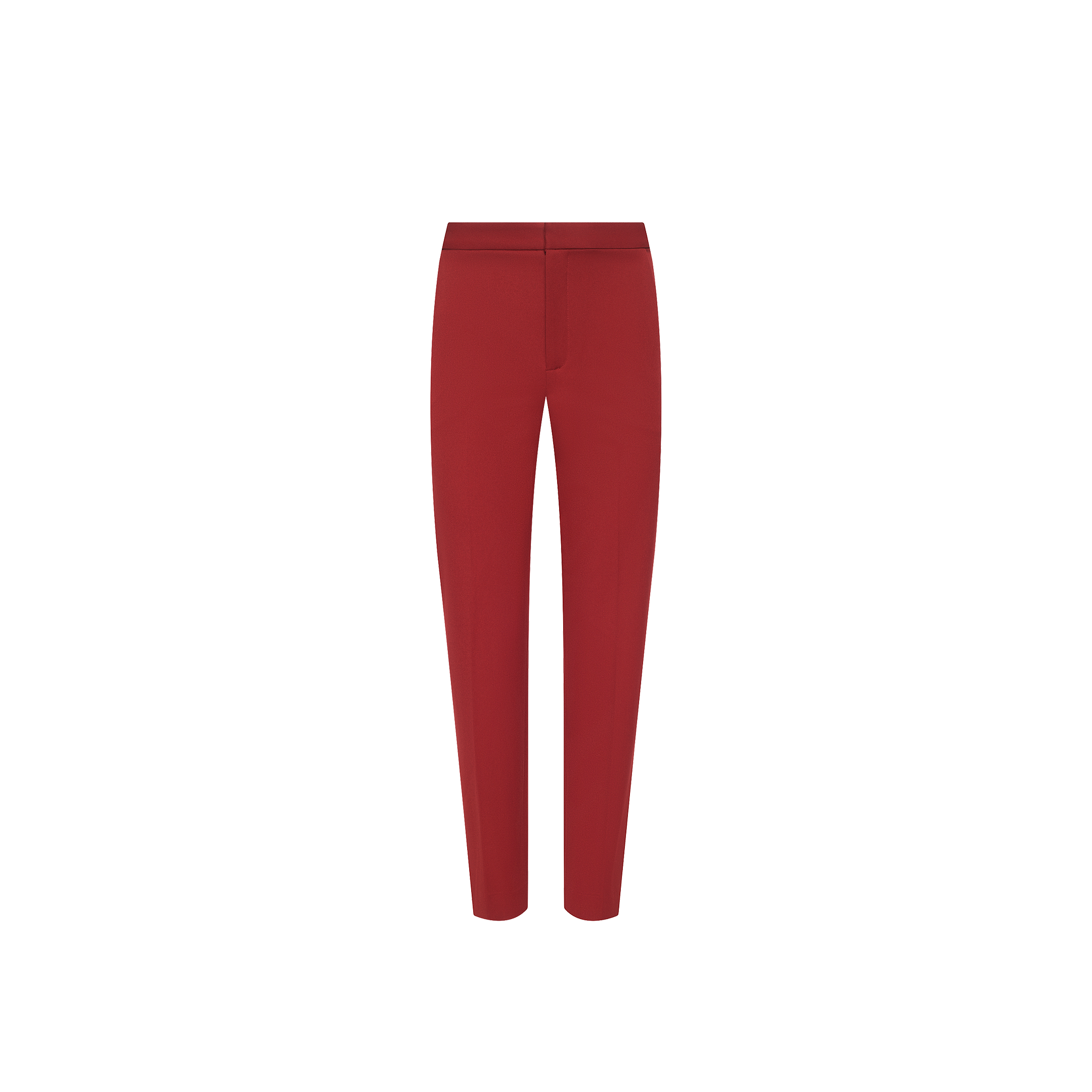 Red Rebel Trouser in slim-straight stretch twill suiting with a flat front, fly closure, and tailored legs.