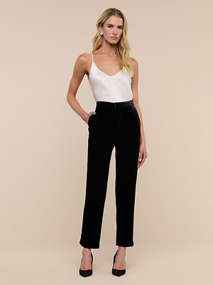 L'AGENCE Women's Rebel Tapered Velvet Trousers - Black - Size 0 L'AGENCE Women's Rebel Tapered Velvet Trousers - Black - Size 0