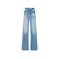 Clayton Wide-Leg Jean in light blue features a high waist, front and back pockets, belt loops, and faded thigh details inspired by Paris Fashion Week Spring 2027.