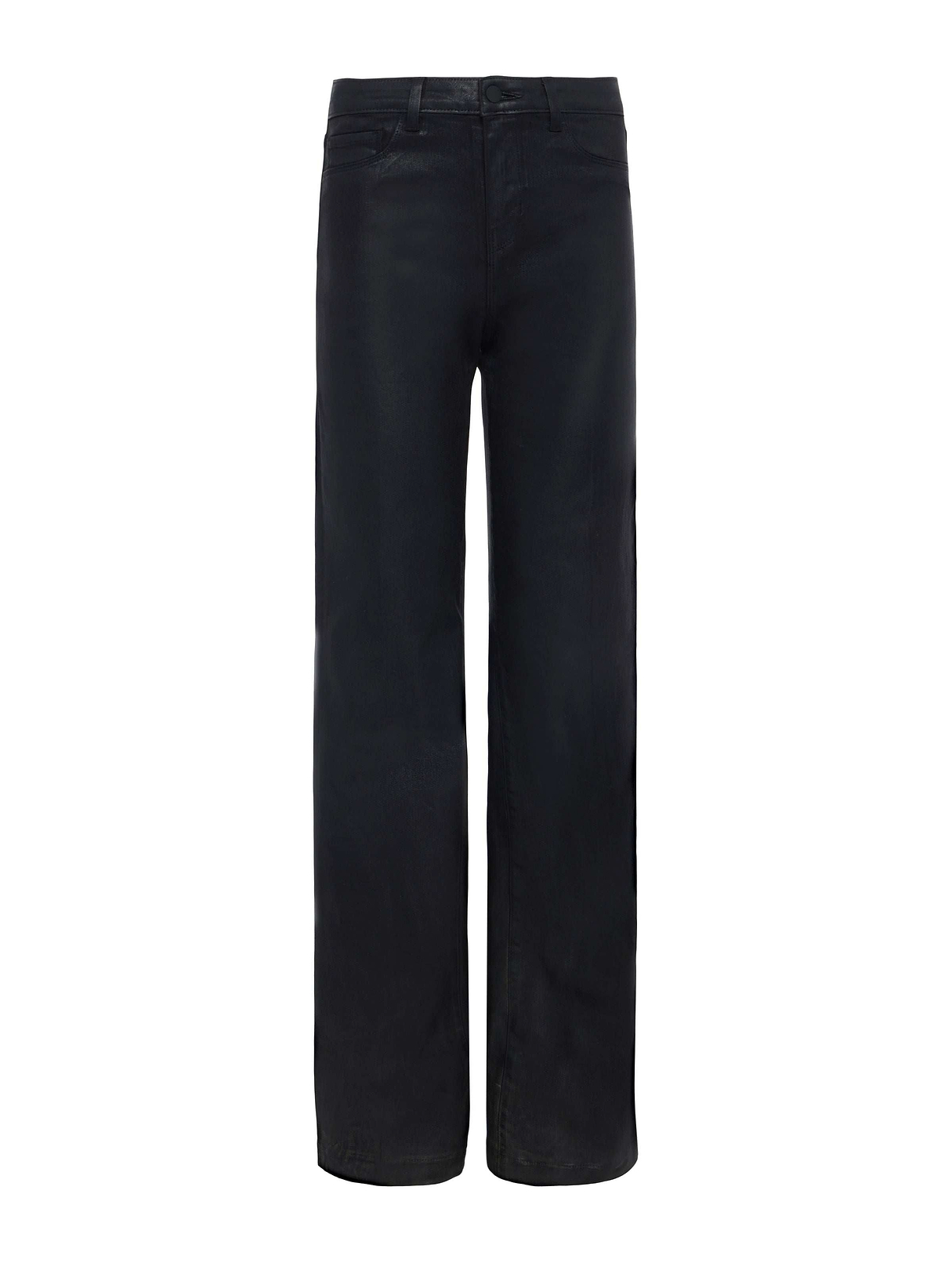 Clayton Coated High-Rise Wide-Leg Jean in Noir Coated | L'AGENCE