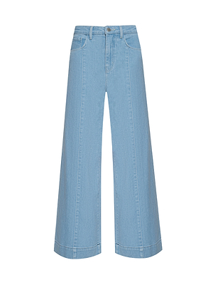 Light blue wide-leg jeans on a white background