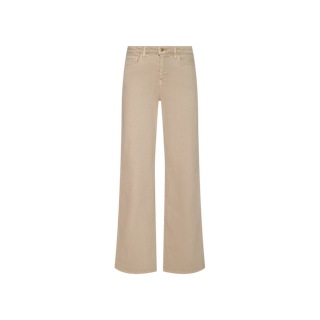 The Alicent Wide-Leg Jean is a beige, high-waisted, sneaker-length style featuring front and back pockets with a button and zipper closure, displayed on a plain white background.
