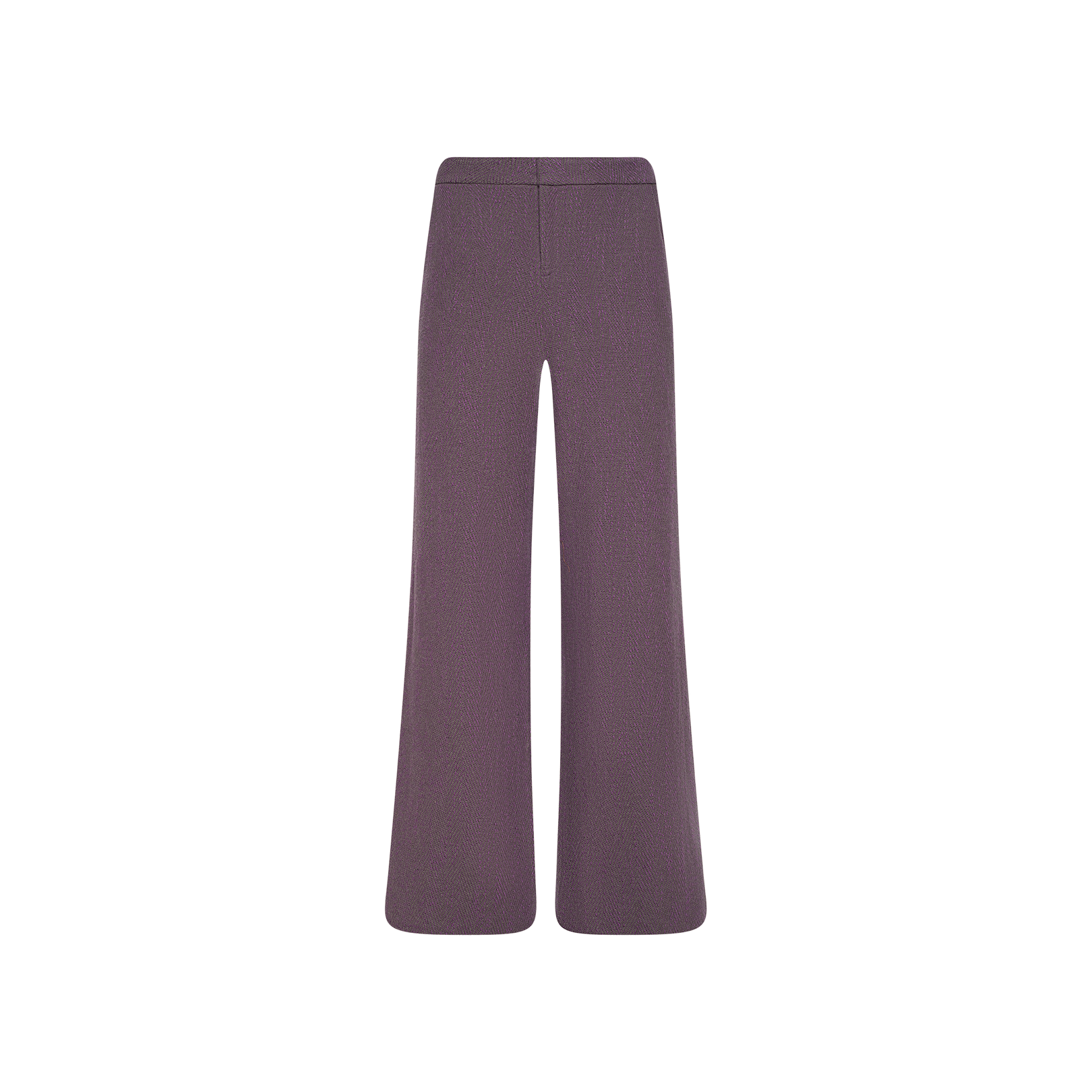 Livvy Straight-Leg Trouser in purple herringbone, displayed on a plain white background and shown from the front—a standout piece ideal for creating your next power suit look.