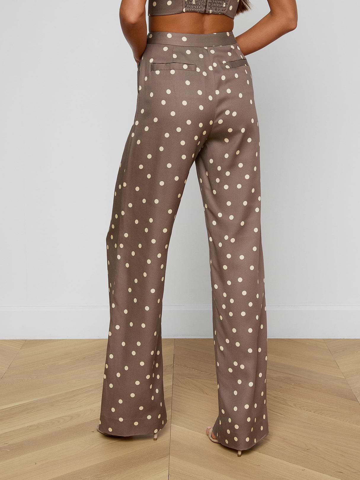パンツ llic Dot Trouser 30 Livvy Straight-Leg Trouser in Cardamom/Ecru Polka Dot | L'AGENCE