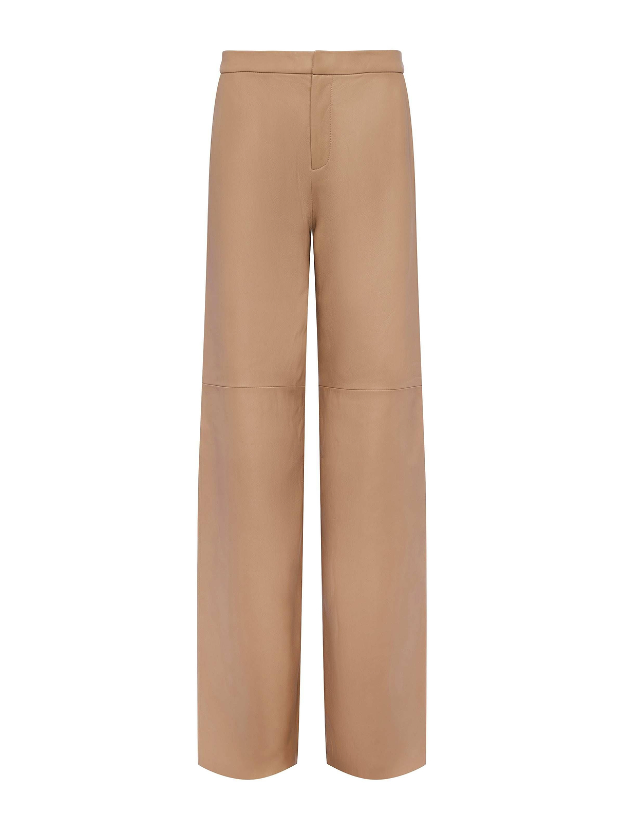 Livvy Leather Straight-Leg Trouser in Cappuccino | L'AGENCE
