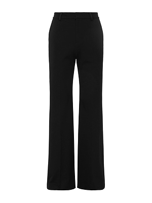 The L'AGENCE Livvy Trouser in black features a high waist, belt loops, and tailored fit for a seamless office-to-dinner look, showcased against a plain white background.