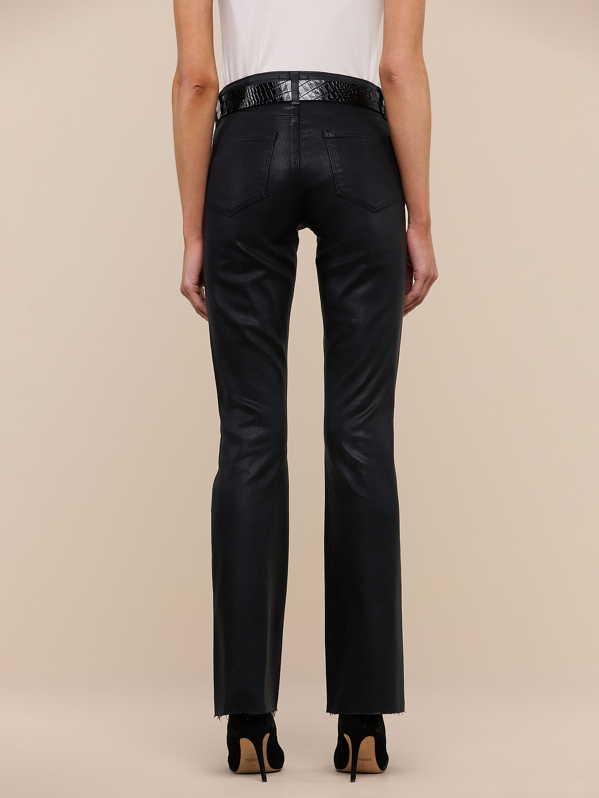 Sneeki Coated Straight-Leg Jean in Noir Coated | L'AGENCE