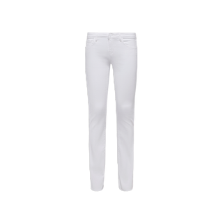 The Sneeki Low-Rise Straight-Leg Jean is displayed on a plain white background, shown from the front with visible pockets, waistband, and belt loops. Crafted from super stretch denim for ultimate comfort and finished with a stylish raw hem.