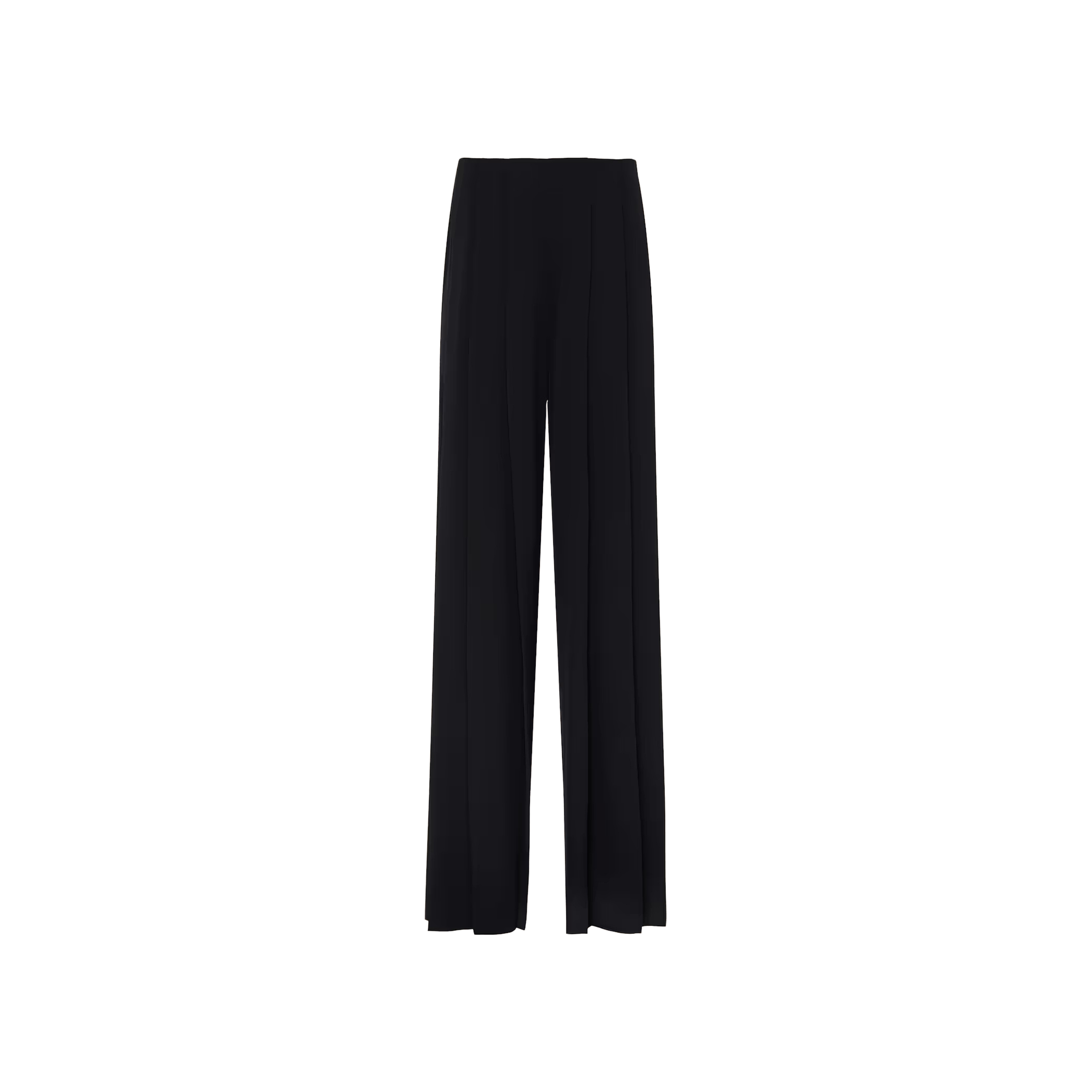 Nova Pleated Wide-Leg Pant in black, featuring a high waist and wide-leg silhouette. Shown front-facing against a plain white background, these tailored pants showcase a sleek, minimalist design with no visible pockets or embellishments.